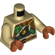 Lego Torso Dive Suit, Dark Orange Collar with Rivets and Belt, Green Seaweed, Apparatus with Gauge Print, Tan Arms, Dark Orange Hands / Tan