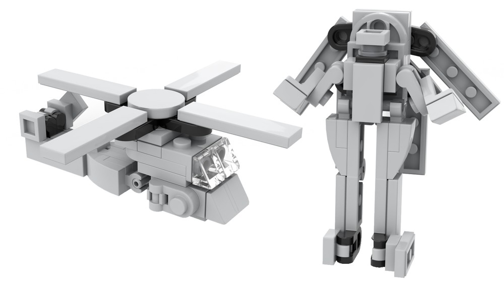Lego Transformers Micro Movie Blackout Mini Helicopter Mecha