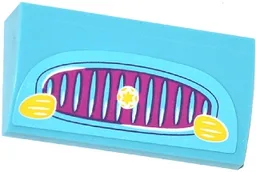 Slope, Curved 2 x 4 x 2/3 with Bottom Tubes with Magenta Car Grille, Yellow Lights and Star Pattern (Sticker) - Set 41034