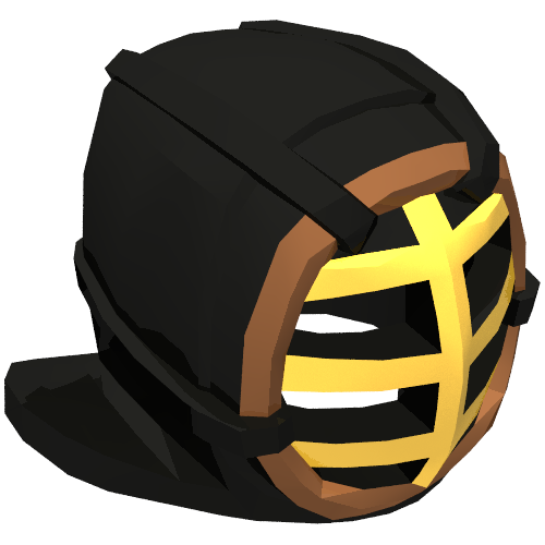 Lego Mask, Kendo, Gold Grille, Reddish Brown Trim