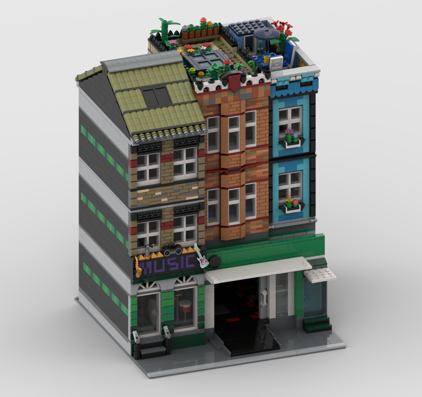 Lego Music Store with Garage and Laboratory