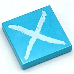 Tile 2 x 2 with White 'X' Print / Sky Blue