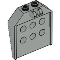 Hinge Panel 1 x 4 x 3 2/3 with 6 holes, 2 studs on top, Locking 2 Fingers / Light Gray