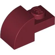 Brick Curved 1 x 2 x 1 with Curved Top / Dark Red