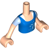 Lego Minidoll Torso Girl with Blue Top with Bright Light Blue Sleeves Print, Light Nougat Arms with Hands and Bright Light Blue Sleeves Print / Light Nougat