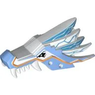 Creature Body Part, Dragon Head Upper Jaw with Medium Blue Sections and Orange Stripes Print / White