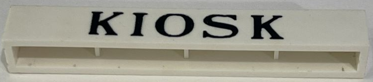 Lego Brick 1 x 8 without Bottom Tubes with Cross Side Supports with Black 'KIOSK' Serif Thin Pattern