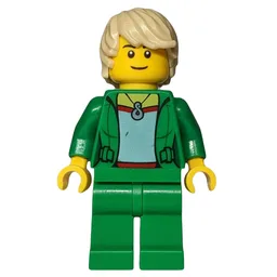 Woman, Open Green Jacket with Necklace, Tan Hair