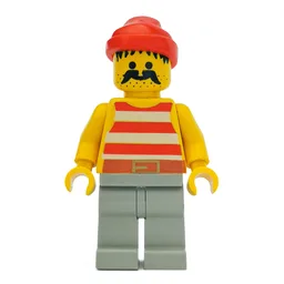 Pirate - Red Stripes, Light Gray Legs, Red Bandana