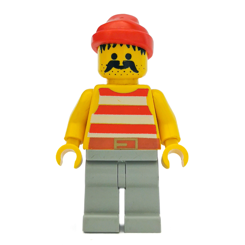 Lego Pirate - Red Stripes, Light Gray Legs, Red Bandana