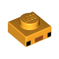 Lego Plate 1 x 1 with Black Eyes, Dark Orange Nose print / Bright Light Orange