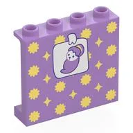 Panel 1 x 4 x 3 with Photo of Lavender Swaddled Baby, Yellow Stars on Wallpaper Print / Medium Lavender