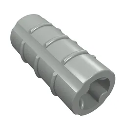 Technic Axle Connector Ridged [with x Hole x Orientation] / Light Gray