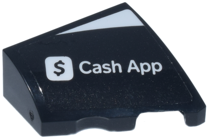 Lego Wedge 2 x 2 x 2/3 Right with White 'Cash App' Dollar Sign Logo Pattern (Sticker) - Set 77246