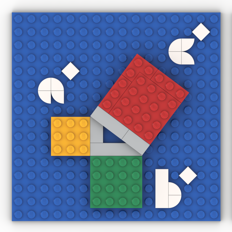 Lego Pythagorean Theorem Visualisation with a 3-4-5 Right Triangle