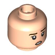 Lego Minifig Head Nancy Wheeler, Dark Brown Eyebrows, Worried / Confused / Light Nougat