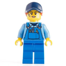 Mechanic, Medium Blue Torso, Blue Overall, Blu Cap with Hair