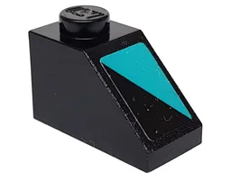 Slope 45 2 x 1 with Medium Azure Triangle on Black Background Pattern Model Right Side (Sticker) - Set 76898