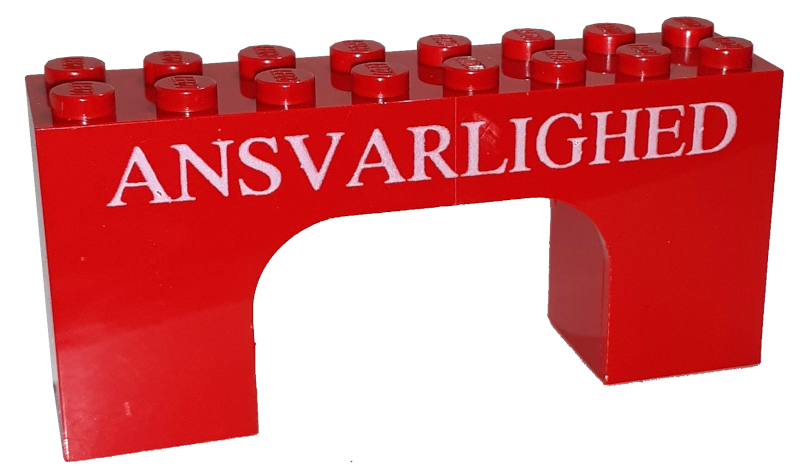 Lego Arch 2 x 8 x 3 with White 'ANSVARLIGHED' Pattern