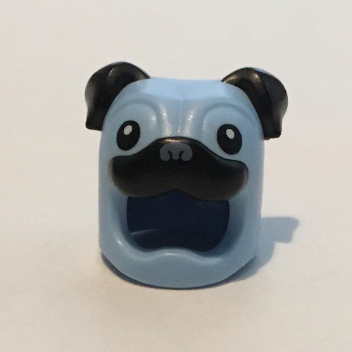 Lego Costume / Mask, Dog, Pug Print / Bright Light Blue