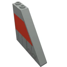 Brick Sloped 55° 1 x 6 x 5 with Red and Dark Gray Print / Light Gray