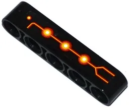 Technic, Liftarm Thick 1 x 5 with Fire Cores and Black, Red and Yellow Lines Pattern Model Left Side (Sticker) - Set 70144