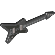 Lego Musical Instrument Guitar Electric 'ML' Type with Pick Guard and Silver Strings and Knobs Print / Black