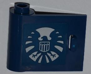 Lego Door 1 x 3 x 2 Left - Open Between Top and Bottom Hinge with SHIELD Logo Pattern (Sticker) - Set 6867