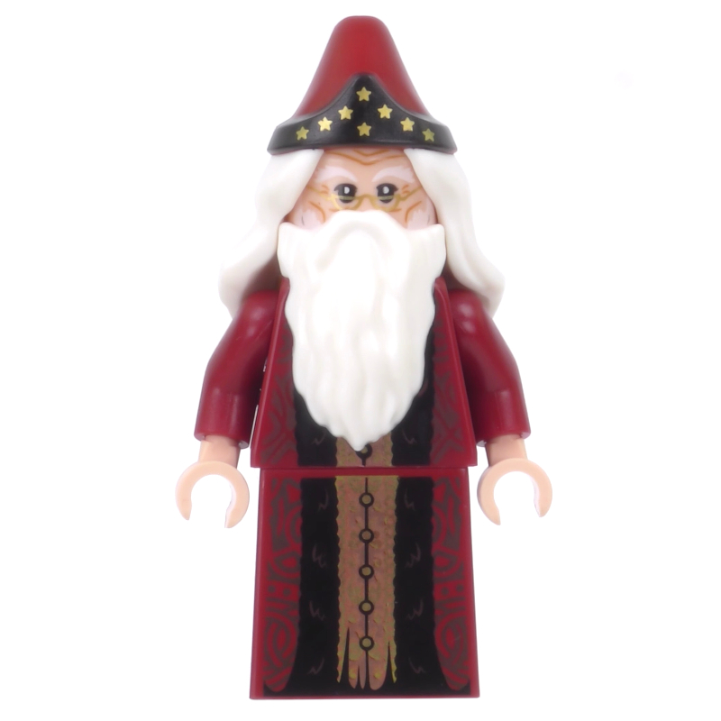 Lego Albus Dumbledore, Dark Red Robe with Skirt, Stars on Hat