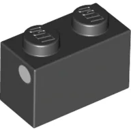 Brick 1 x 2 with White Dot on Short Side Print / Black
