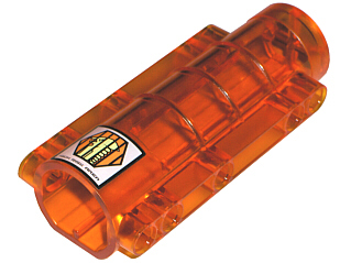 Lego Cylinder 9 x 4 x 2 Tapered with Flat Bottom, Pin Holes with 'HIGH RISK AREA' and Captured Alien Pattern (Sticker) - Sets 7644 / 7647 / 7690 / 7692 / 7694 / 7697 / 7699
