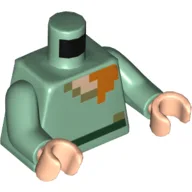 Torso Pixelated Shirt with Orange, Olive Green, Light Nougat Squares, and Dark Green Belt Print, Sand Green Arms, Light Nougat Hands / Sand Green
