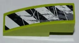 Slope, Curved 3 x 1 with Black and White Danger Stripes, Splatters and Scratches Pattern Model Right Side (Sticker) - Set 8708