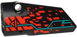 Technic, Panel Fairing # 3 Small Smooth Long, Side A with Red 'V' and Stripe, Red Spots and Dark Turquoise Lines Pattern (Sticker) - Set 71713