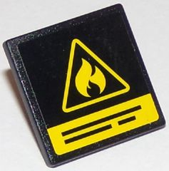 Lego Road Sign 2 x 2 Square with Open O Clip with Yellow Flammable Danger Triangle and Black Lines Pattern (Sticker) - Set 60107