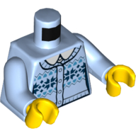 Lego Torso Christmas Sweater with Dark Blue, Dark Azure Stars Print, Bright Light Blue Arms, Yellow Hands / Bright Light Blue