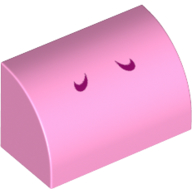 Lego Brick Curved 1 x 2 x 1 No Studs with Dark Pink Lines (Yoshi Nostrils) Print / Bright Pink