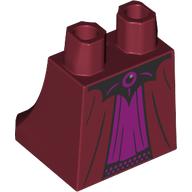 Lego Hips and Legs Under Dress/Robe with Black Bat Belt, Magenta Underdress print / Dark Red