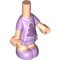 Lego Microdoll Body Short Dress Lavender with Medium Lavender Christmas Tree print, Light Nougat Arms and Legs / Light Nougat