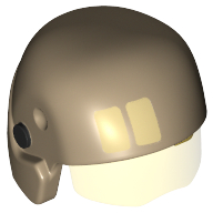 Lego Helmet with Visor Resistance Trooper, Trans-Yellow Visor, Tan Rectangles and Black Circles Print / Dark Tan