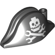 Lego Hat Pirate Bicorne with Robotic Jolly Roger Skull and Crossbones Print