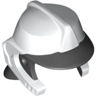 Lego Helmet with Black Peak and Neck Protector Pattern / White
