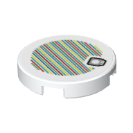 Lego Tile Round 2 x 2 with Bottom Stud Holder and Mushroom and Barcode Print (Sticker) / White