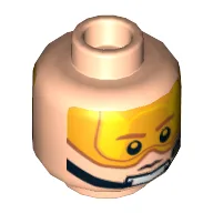 Minifig Head Rebel Pilot / Snowspeeder Pilot, Dual Sided, Orange Visor and Headset Stern / Angry Print [Hollow Stud] / Light Nougat