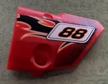 Technic, Panel Fairing # 2 Small Smooth Short, Side B with Black Number 88 and Flames Pattern (Sticker) - Set 8051