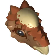 Animal Body Part, Dinosaur, Stygimoloch Head with Dark Orange and Reddish Brown Pattern Print / Medium Nougat
