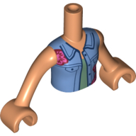 Lego Minidoll Torso Girl with Medium Blue Jacket, Sand Green Top print, Nougat Arms with Hands / Nougat