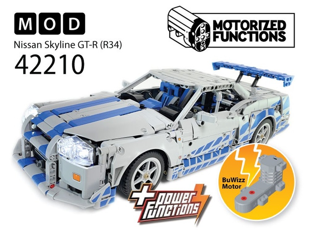 Lego 42210 Fast & Furious 2 Nissan Skyline GT-R (R34) RC MOD for Power Function & BuWizz Mortors