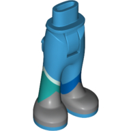 Lego Minidoll Hips and Trousers with Back Pockets and Silver Boots with Dark Turquoise, Blue and White Stripe Print / Dark Azure