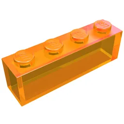 Brick 1 x 4 without Bottom Tubes / Trans-Orange